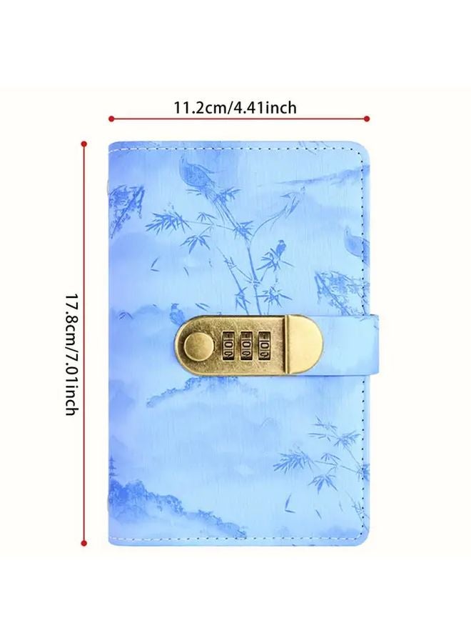 A6 Lockable Cash Card Holder Wallet Book Green Ink Wash Design 200 Banknote Capacity - Image 3