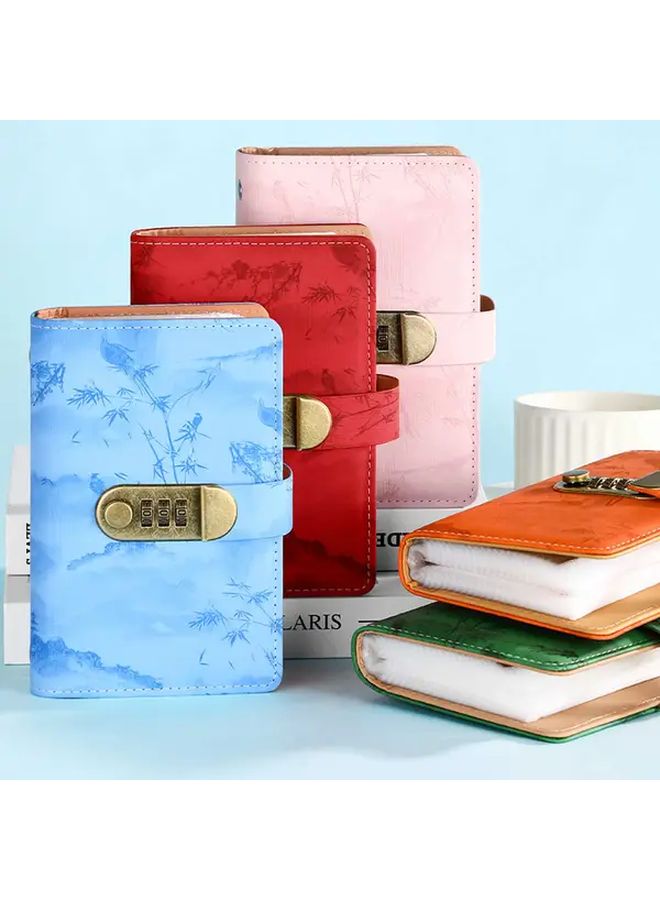 A6 Lockable Cash Card Holder Wallet Book Green Ink Wash Design 200 Banknote Capacity - Image 5