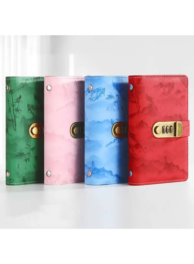 A6 Lockable Cash Card Holder Wallet Book Green Ink Wash Design 200 Banknote Capacity - Image 2