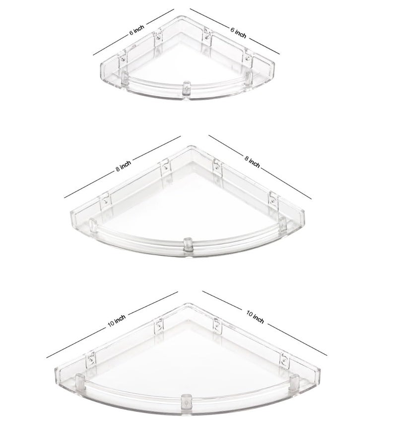 iSTAR Plastic Wall Mounted Corner Shelf for Bathroom Multipurpose Bathroom Accessories Organizer Shelves (6 inch, 8 Inch, 10 Inch, Pack of 3, White) - Image 4