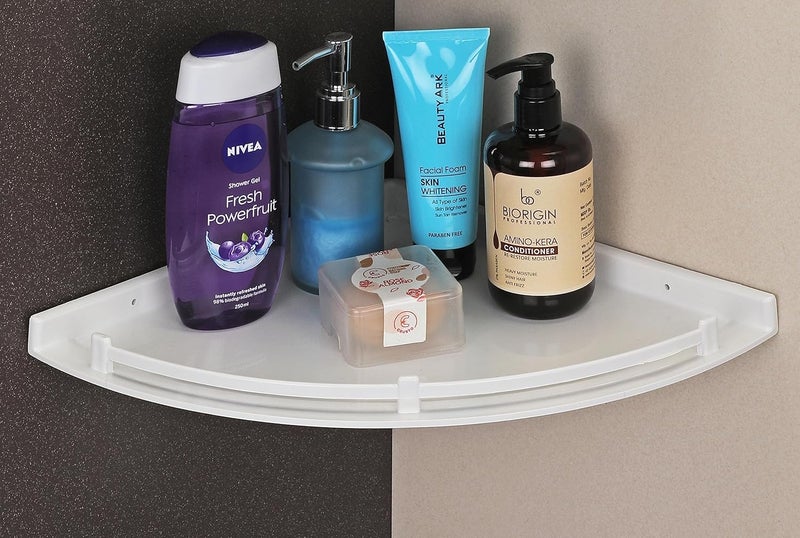 iSTAR Plastic Wall Mounted Corner Shelf for Bathroom Multipurpose Bathroom Accessories Organizer Shelves (6 inch, 8 Inch, 10 Inch, Pack of 3, White) - Image 3