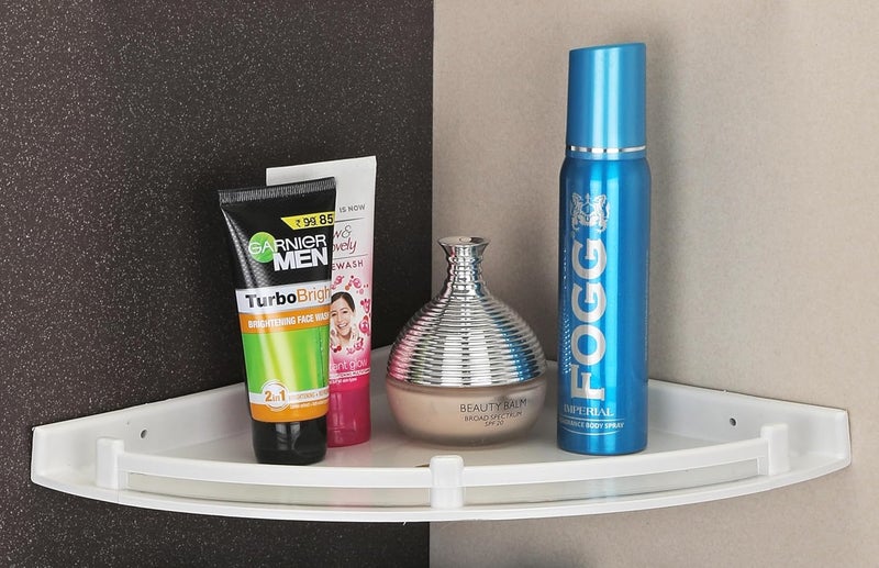 iSTAR Plastic Wall Mounted Corner Shelf for Bathroom Multipurpose Bathroom Accessories Organizer Shelves (6 inch, 8 Inch, 10 Inch, Pack of 3, White) - Image 2