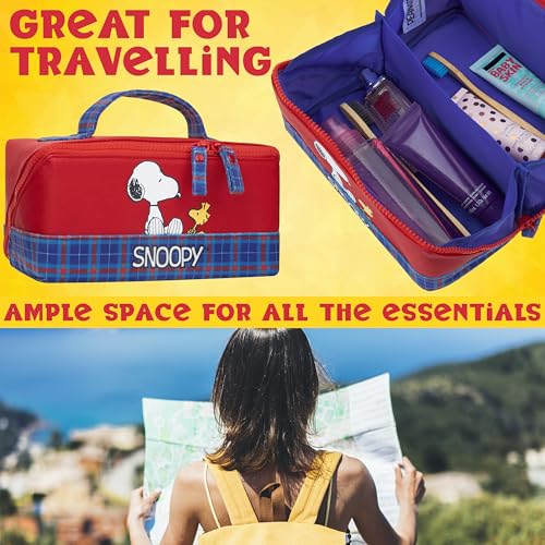 Get Trend Peanuts Snoopy Toiletry Bag Women Teens Travel Essentials Girls Makeup Bag Gifts for Her (Red Snoopy) - Image 3