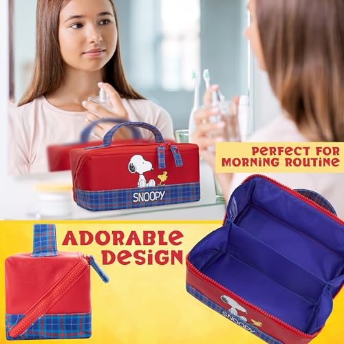Get Trend Peanuts Snoopy Toiletry Bag Women Teens Travel Essentials Girls Makeup Bag Gifts for Her (Red Snoopy) - Image 2