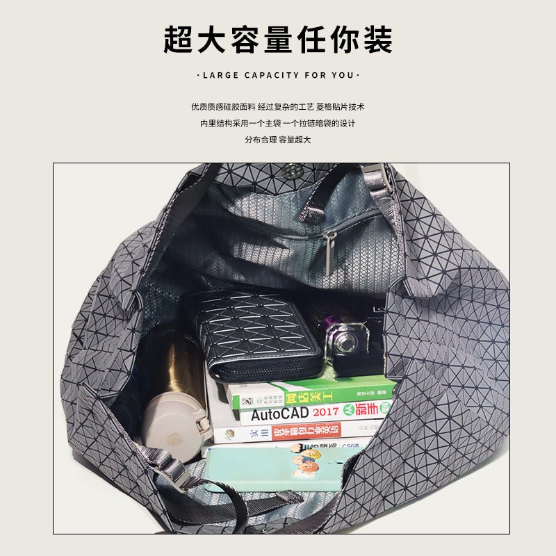 Geometric Quilted Tote Bag For Women Fashion Commuter Shoulder Bag For Women High-End Large-Capacity Handbag - Image 4