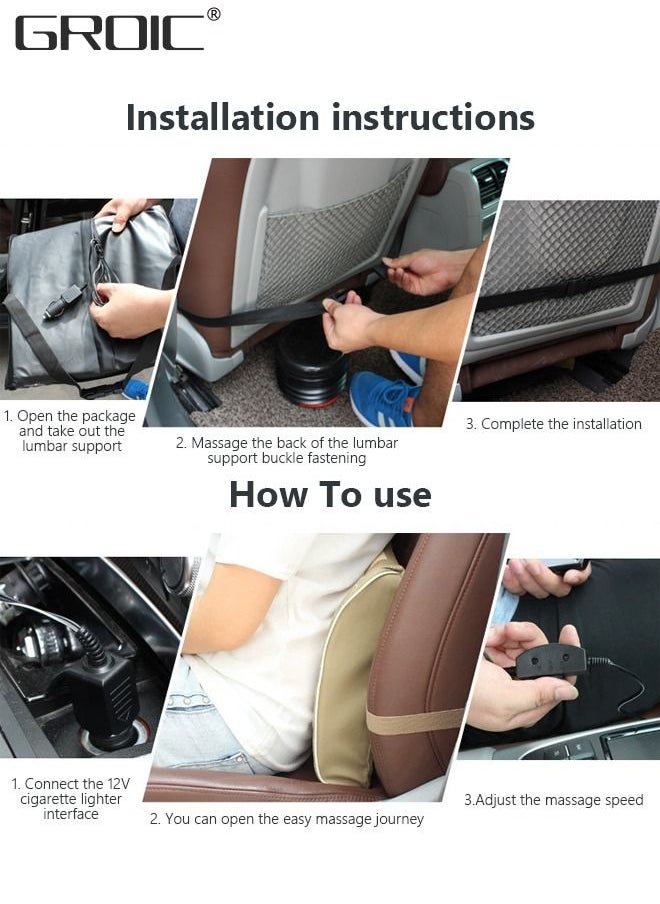 GROIC Car Massage Cushion Lumbar Support Pillow Back Massager Lumbar Massager for Back Pain Relief, Memory Foam Lumbar Pad Massager with 2 Modes for Car, Office  - Image 4