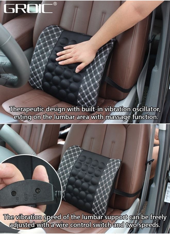 GROIC Car Massage Cushion Lumbar Support Pillow Back Massager Lumbar Massager for Back Pain Relief, Memory Foam Lumbar Pad Massager with 2 Modes for Car, Office  - Image 2