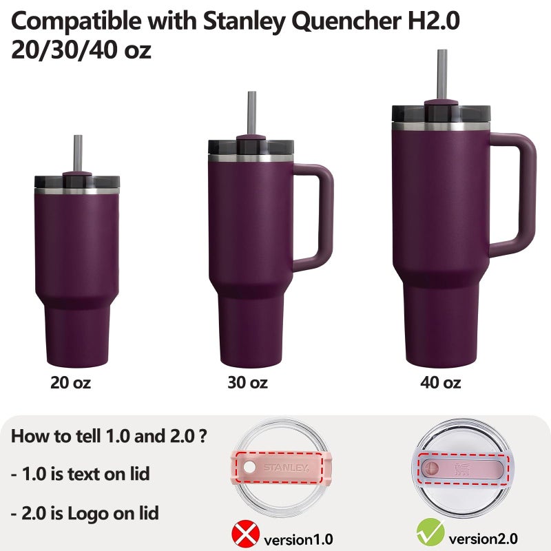 DUNLAGUE Silicone Spill Stopper Set Compatible with Stanley Cup 2.0 30oz & 40oz with Straw Cover (Set of 2  Plum) - Image 4