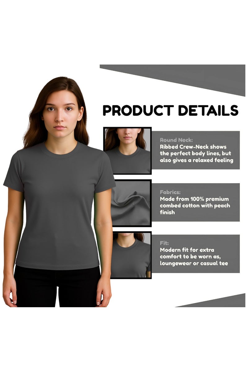 PRINTSHOP4ME Adult Round Neck Combed Women's T Shirt 190 GSM Pure Cotton Basic Colors - Image 4