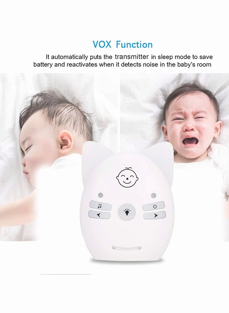 Wireless Audio Baby Monitor Two-way Talk Back Long Range Transmission VOX Mode Night Light Music Play Volume Adjustment Dual Power Supply - Image 4