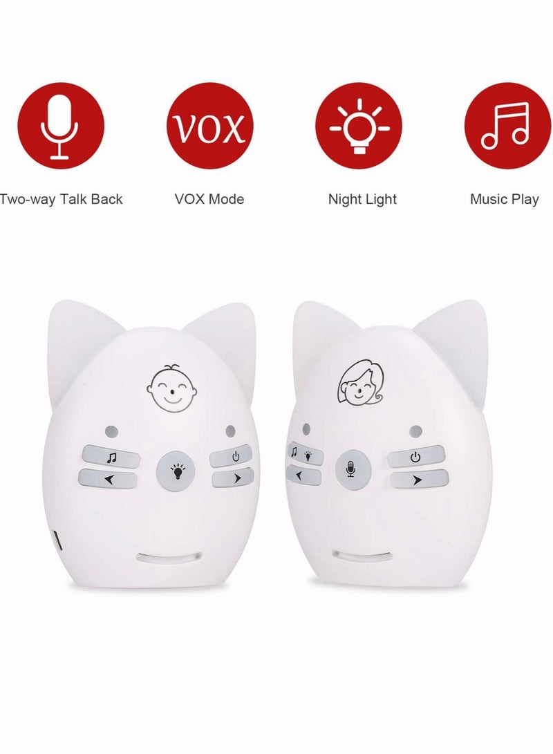 Wireless Audio Baby Monitor Two-way Talk Back Long Range Transmission VOX Mode Night Light Music Play Volume Adjustment Dual Power Supply - Image 3