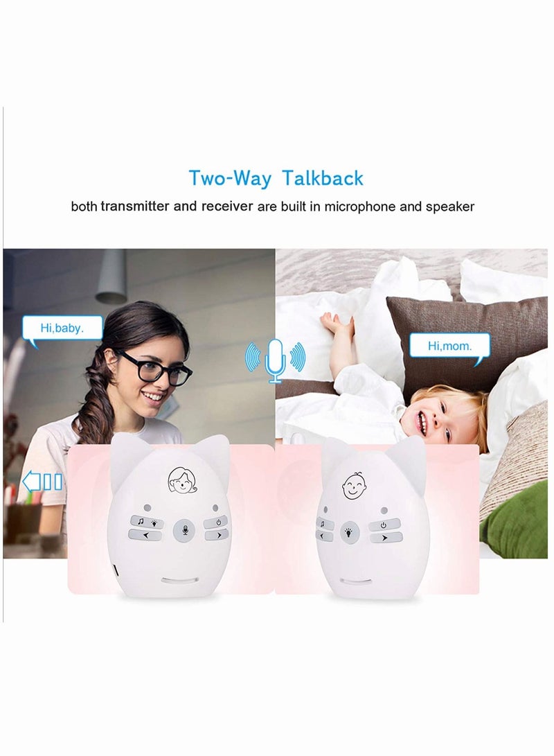 Wireless Audio Baby Monitor Two-way Talk Back Long Range Transmission VOX Mode Night Light Music Play Volume Adjustment Dual Power Supply - Image 5