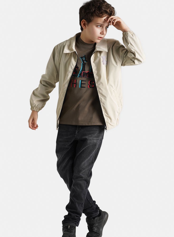 ريمينت جاكيت للاولاد خفيف للربيع بيج - Image 2