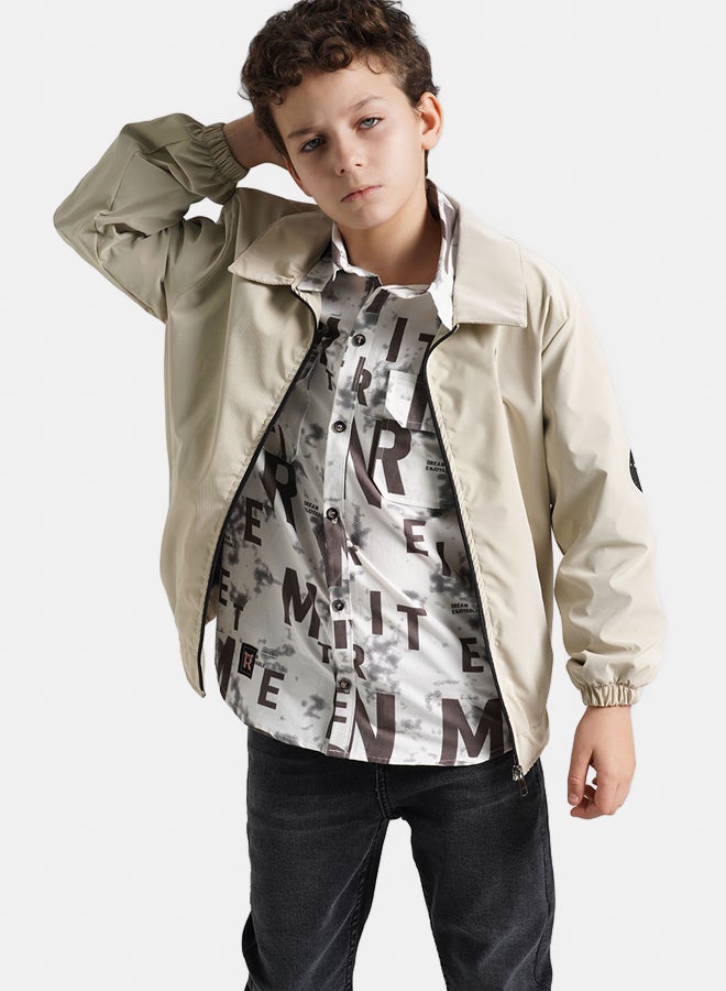 ريمينت جاكيت للاولاد خفيف للربيع بيج - Image 1