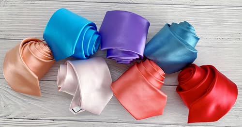KissTies Mens Dusty Blue Tie Solid Wedding Necktie + Gift Box - Image 5