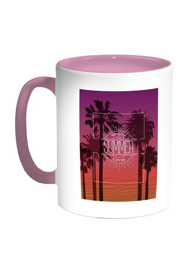 Enjoy The Summer Time Printed Coffee Mug Pink/White/Purple 11ounce