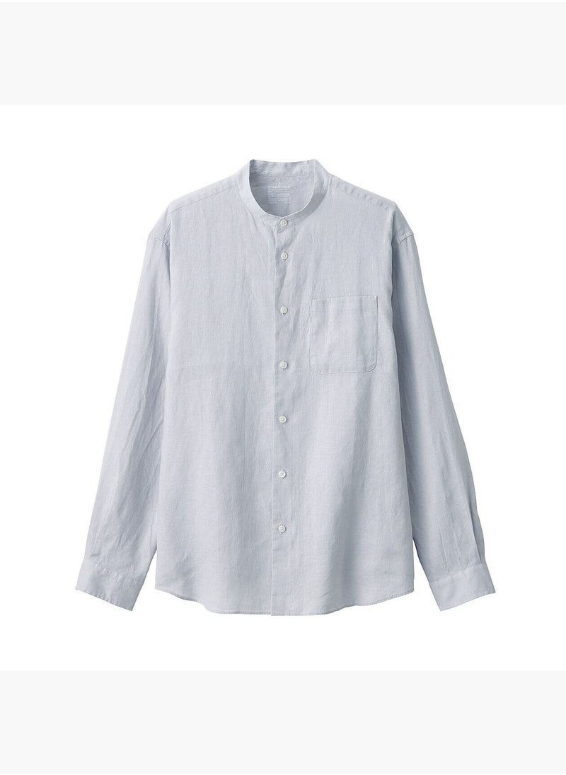 MUJI Linen Washed Stand Collar Long Sleeve Shirt  - Image 5