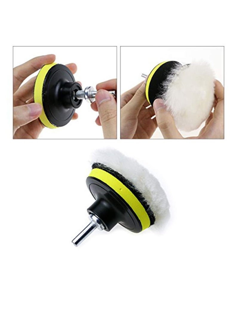 SYOSI - Polishing Pads, Polishing Sponge Kit with M10 Drill Adapter, Set of 25 Pcs Buffing Pads Woolen Waxing Pads for Polishing Machine, Polisher and car - Image 1