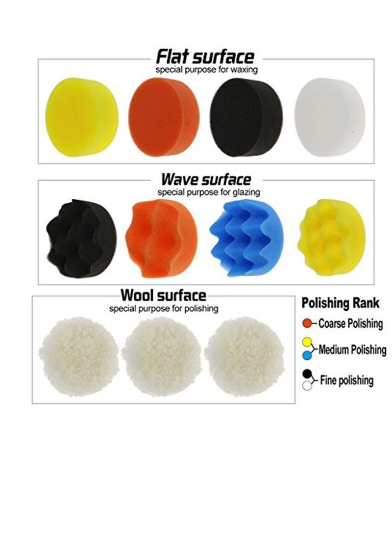 SYOSI - Polishing Pads, Polishing Sponge Kit with M10 Drill Adapter, Set of 25 Pcs Buffing Pads Woolen Waxing Pads for Polishing Machine, Polisher and car - Image 1