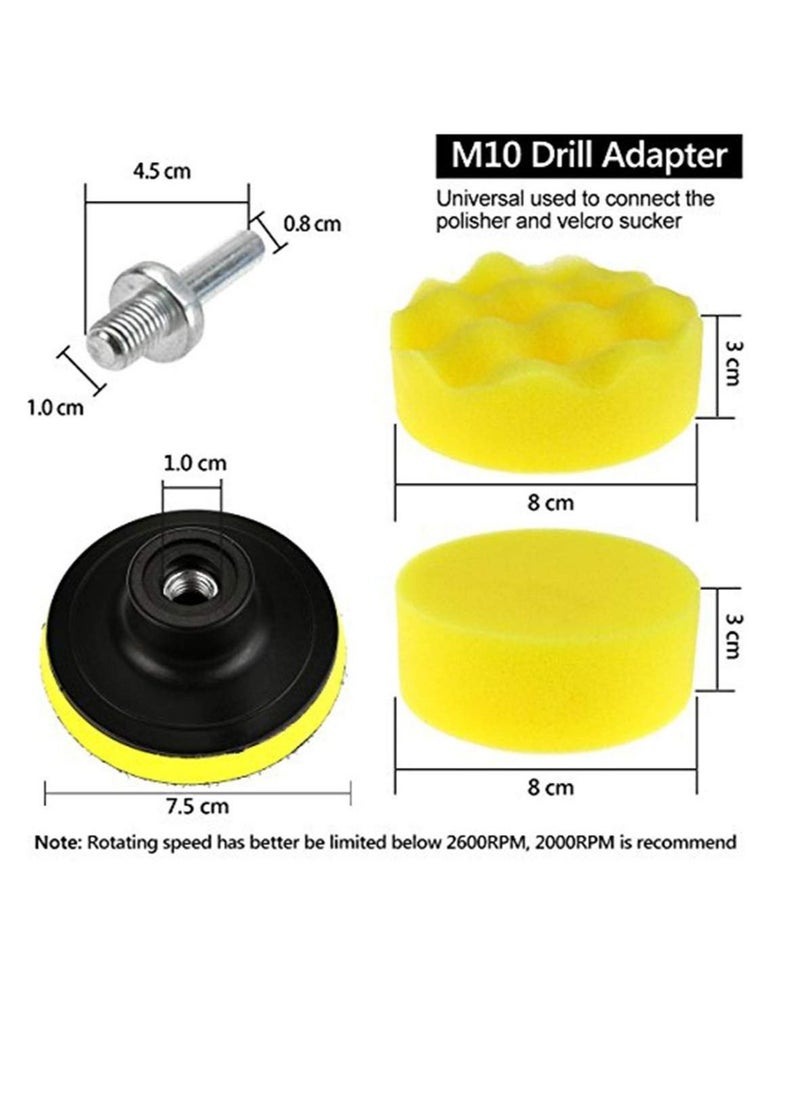 SYOSI - Polishing Pads, Polishing Sponge Kit with M10 Drill Adapter, Set of 25 Pcs Buffing Pads Woolen Waxing Pads for Polishing Machine, Polisher and car - Image 1