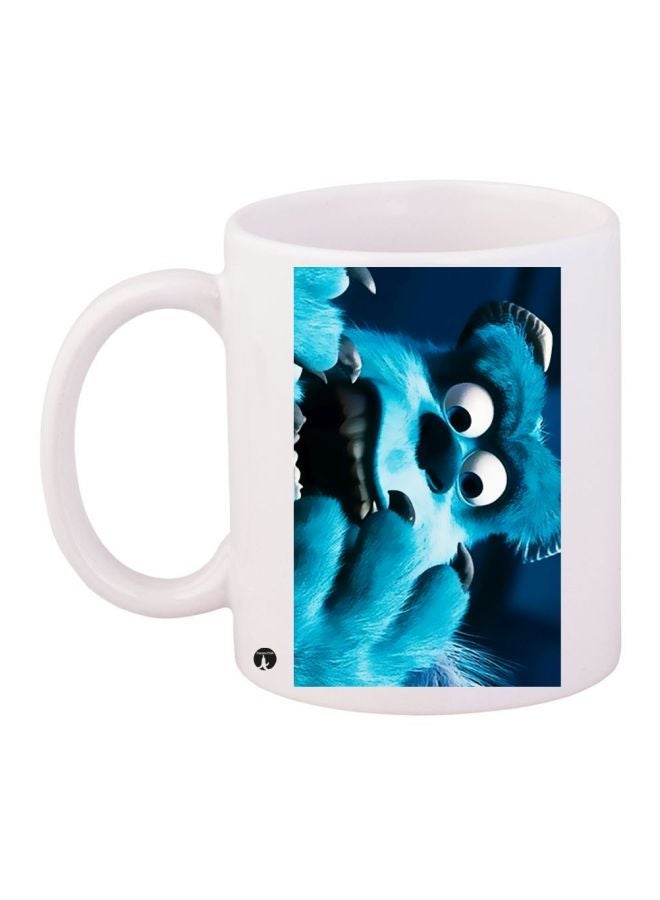 Cartoon Printed Coffee Mug White/Blue/Black 11ounce