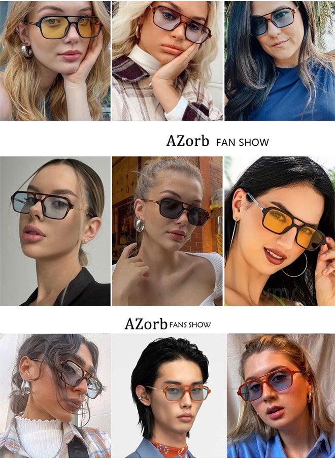 آأزورب - نظارات شمسية للرجال نسائية بتصميم أفياتور - نظارة رجالية شمسية بإطار معدني ذات تقنية الحماية من الأشعة فوق UV400 وتأتي بعدسات بولارايزد المناسبة للرجال والنساء نضارات الشمسية النظارات أصفر - Image 1