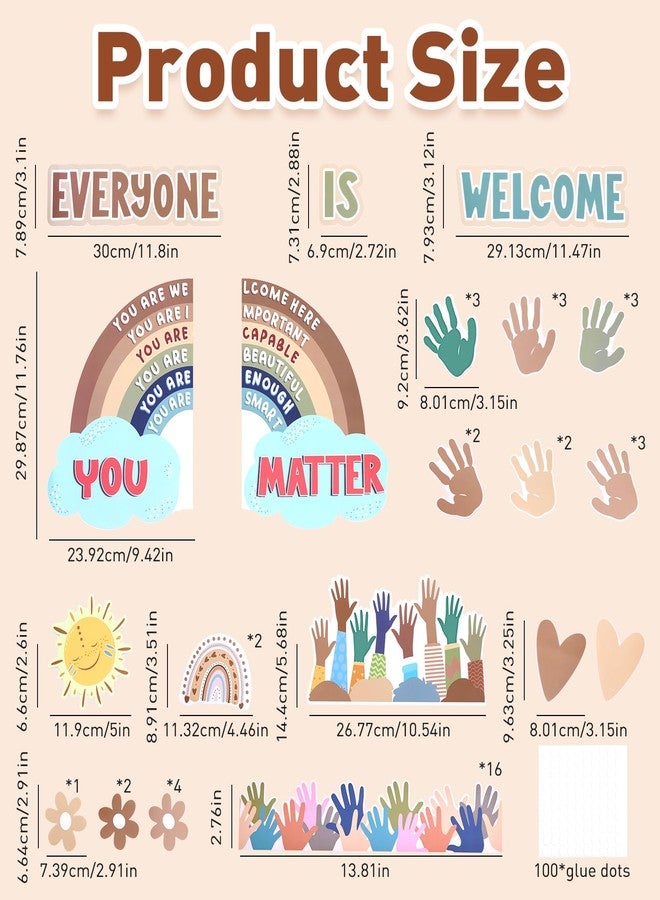 Galetcy 51pcs Boho Bulletin Board Decorations Set, Positive Affirmations Wall Decor Everyone is Welcome Rainbow Cutouts for Classroom School Teacher - Image 3