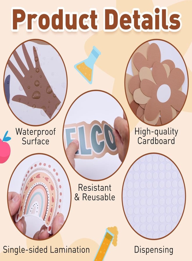 Galetcy 51pcs Boho Bulletin Board Decorations Set, Positive Affirmations Wall Decor Everyone is Welcome Rainbow Cutouts for Classroom School Teacher - Image 4