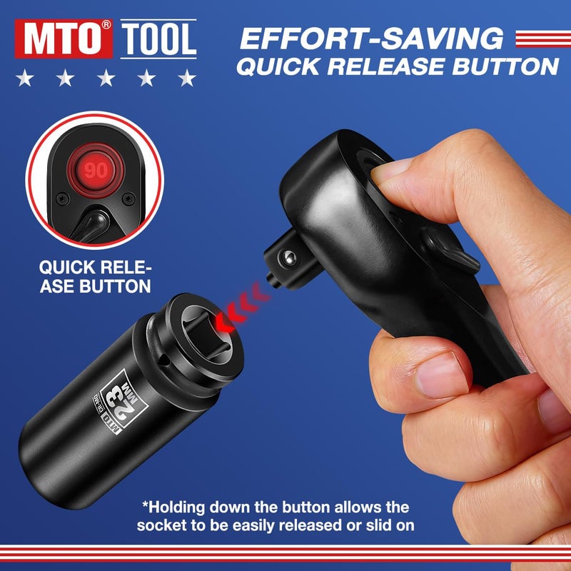 MTO 3-Piece 90 Tooth Ratchet Wrench Set, 1/4â€, 3/8â€, 1/2â€ Drive Reversible Ratchets, Ergonomic Handle, Chrome Alloy Made, Quick Release Ratchet - Image 4