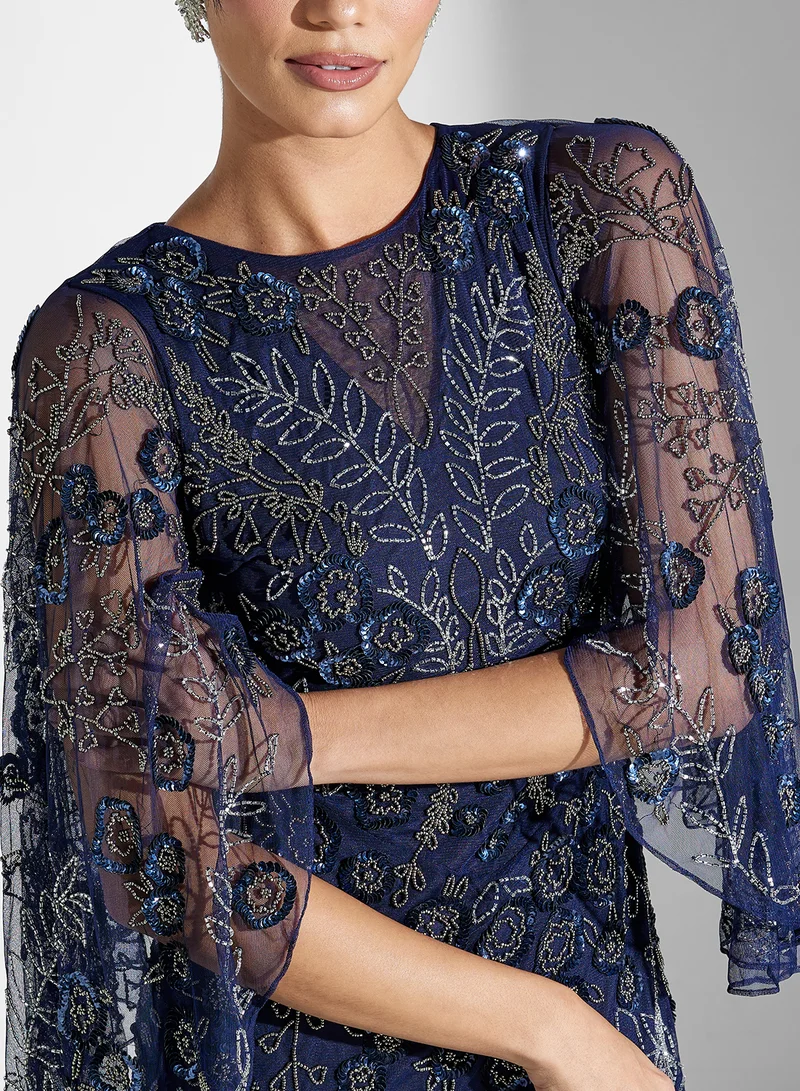 Frock and Frill Embroidered Tulle Dress