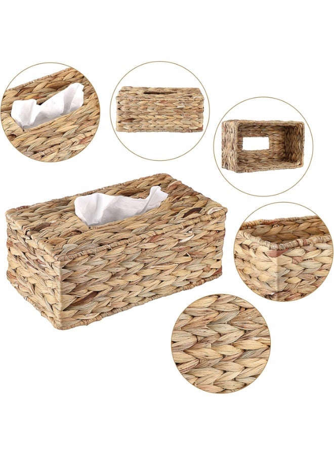 Rectangular Woven Tissue Box Sleeve – Natural Water Hyacinth And Willow Twig Tissue Box Holder, Suitable For Bedroom And Bathroom Decoration, Napkin Holder, Home Office And Shop Decoration. - Image 5