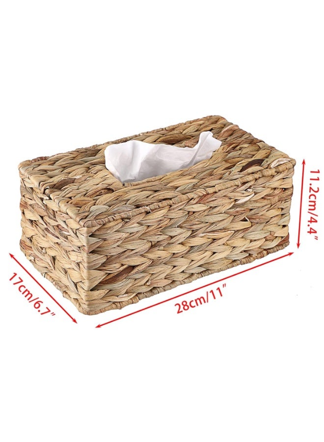 Rectangular Woven Tissue Box Sleeve – Natural Water Hyacinth And Willow Twig Tissue Box Holder, Suitable For Bedroom And Bathroom Decoration, Napkin Holder, Home Office And Shop Decoration. - Image 3