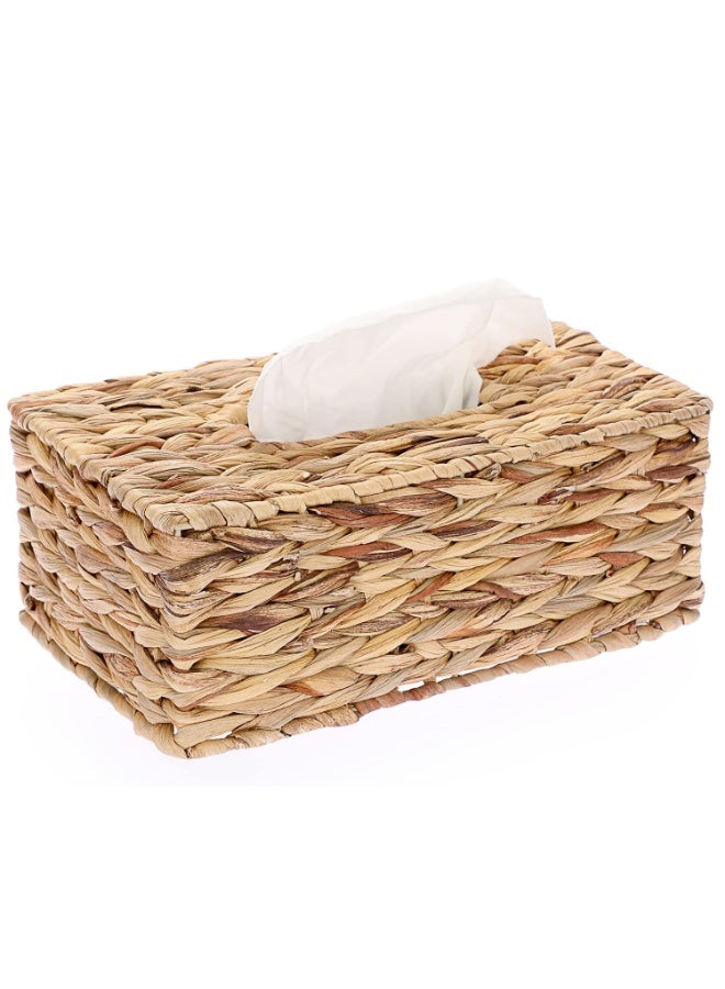 Rectangular Woven Tissue Box Sleeve – Natural Water Hyacinth And Willow Twig Tissue Box Holder, Suitable For Bedroom And Bathroom Decoration, Napkin Holder, Home Office And Shop Decoration. - Image 1