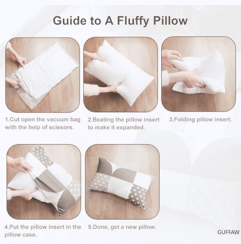 GUFFAW Premium Polyester Microfiber Satin Stripe Pillow Filler 16x24 inches (White) Pack of 6 - Image 5