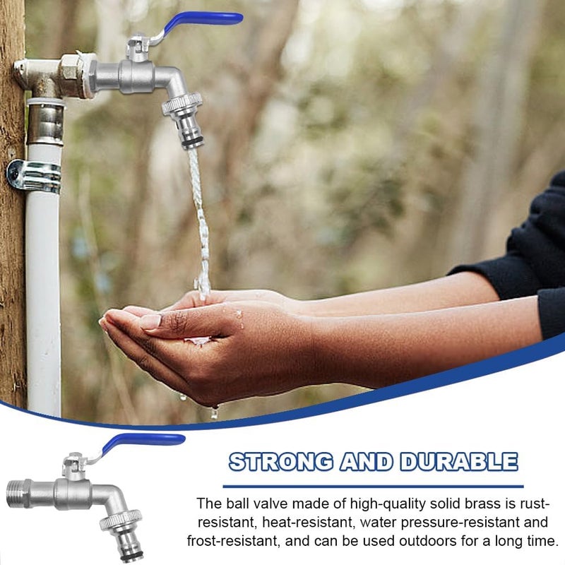 lbxtswpl Bibcock Output Garden Tap, 1/2 inch Brass Water Faucet, Garden Tap Rust and Frost Proof Outdoor Water Faucet with Fittings for Gardens Household Industry(Blue) - Image 4