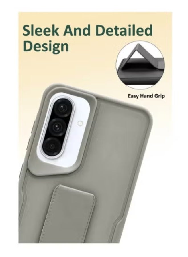 TIGER Samsung Galaxy A36 Case Cover | 3-in-1 Shockproof Magnetic Hand Grip Case with Ring Holder & Kickstand | Slim Anti-Slip Back Cover | Rugged Hybrid Protection | Magnetic Car Mount Compatible Phone Case for Daily Use – Grey - Image 2