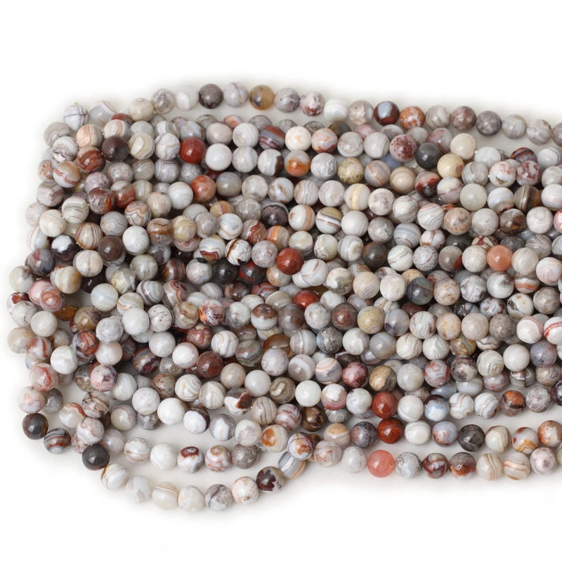 Cheavian 60Pcs 6Mm Natural Laguna Lace Agate Round Loose Beads For Jewelry Making 1 Strand 15"" - Image 3