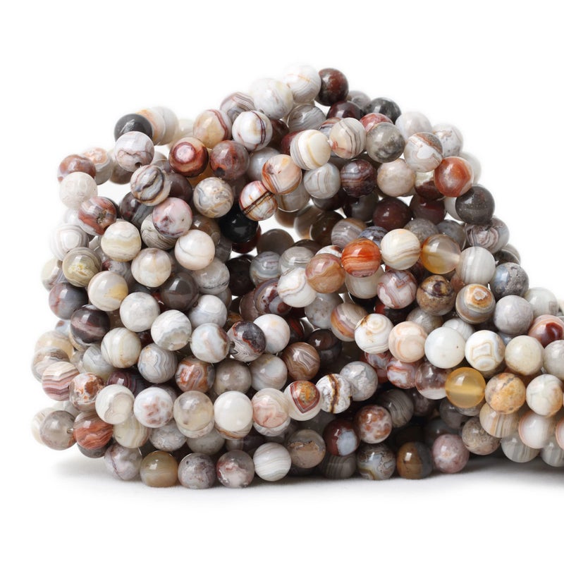 Cheavian 60Pcs 6Mm Natural Laguna Lace Agate Round Loose Beads For Jewelry Making 1 Strand 15"" - Image 1