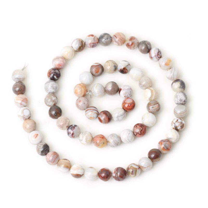 Cheavian 60Pcs 6Mm Natural Laguna Lace Agate Round Loose Beads For Jewelry Making 1 Strand 15"" - Image 2
