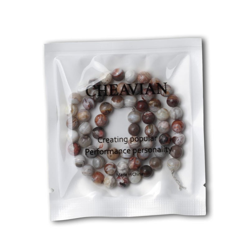 Cheavian 60Pcs 6Mm Natural Laguna Lace Agate Round Loose Beads For Jewelry Making 1 Strand 15"" - Image 5