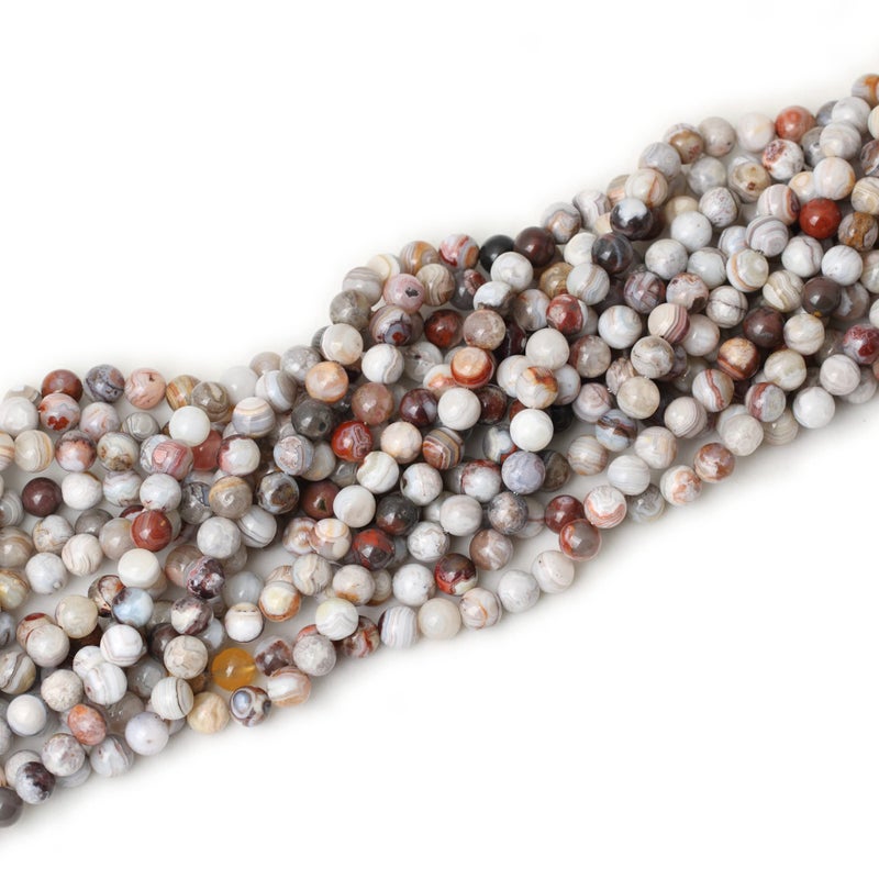 Cheavian 60Pcs 6Mm Natural Laguna Lace Agate Round Loose Beads For Jewelry Making 1 Strand 15"" - Image 4