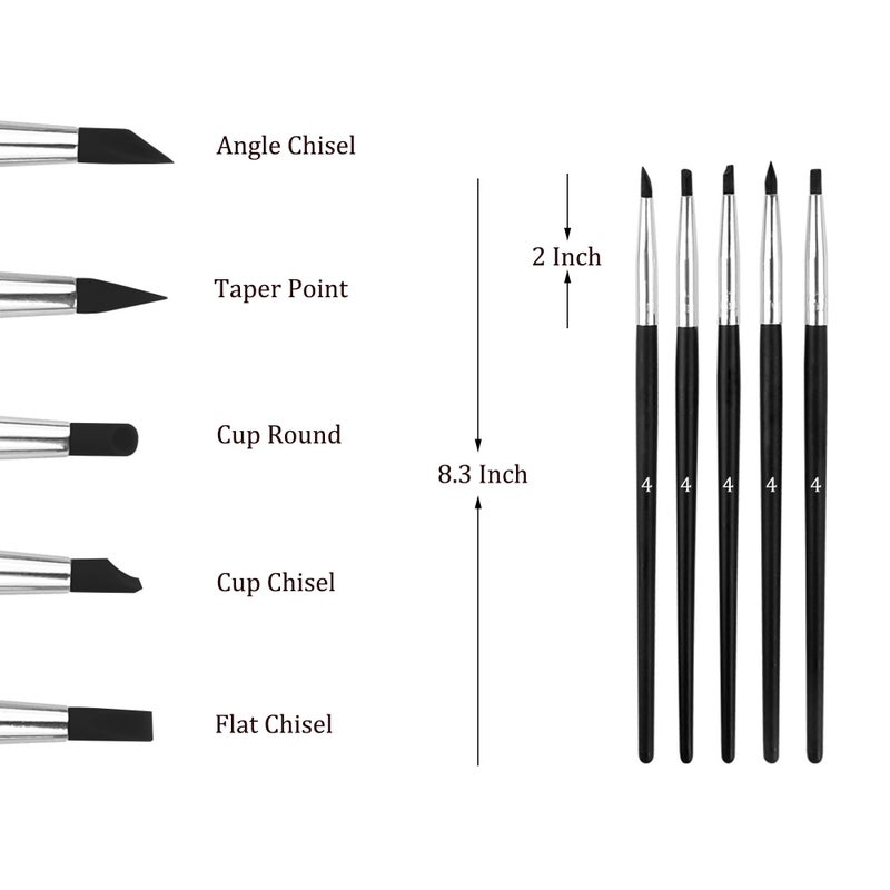 Sdanart Professional Silicone Rubber Tip Paint Pens Brushesï¼Œ5pcs Silicone Paint Brushï¼ŒSilicon Color Shapers Brushesï¼ŒRubber Paintbrushï¼ŒFlexible Clay Sculpture Tools ï¼ˆSize 4ï¼‰ - Image 2