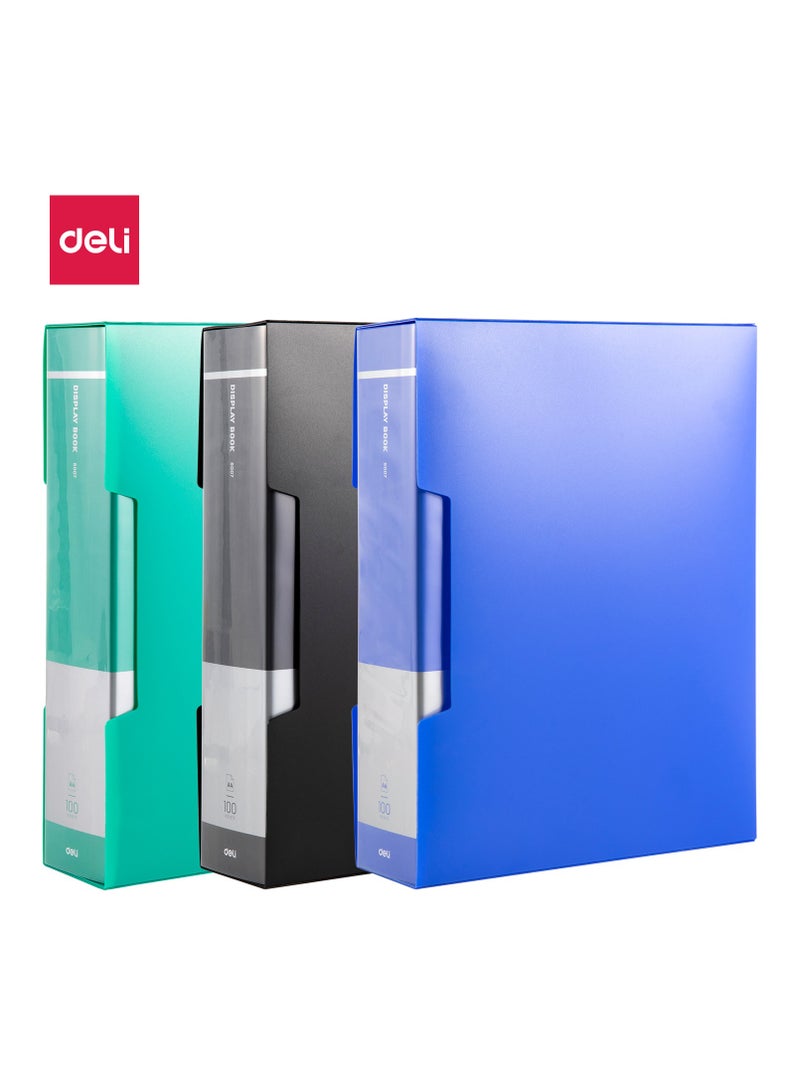 Deli E5007 Display Book A4 - 100 Pages, Assorted Colors, Durable PP Material, Anti-Static Pockets - Image 1