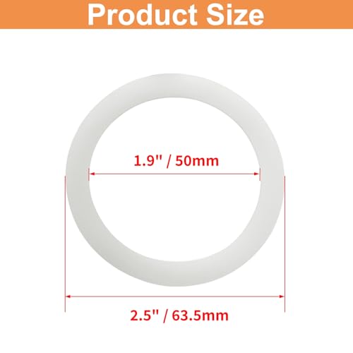 Coufce 8 PCS 1.9 Inch Silicone Sealing Rings Gaskets, White Spare Silicone Replacement Gasket, Food Grade Rubber Seals for Glass Jars Lids (External Dia 2.5 Inch) - Image 2