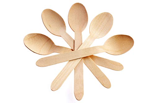 Concession Essentials Disposable Wooden Cutlery Spoons, Compostable and Earth Friendly, 6.25 Inch Length - Pack of 100 Spoons - Image 1