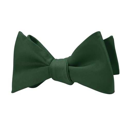 PenSee Mens Self Bow Tie Dark Green Solid Jacquard Woven Bowtie(Hunter Green) - Image 3