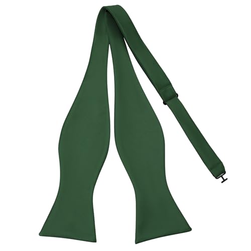 PenSee Mens Self Bow Tie Dark Green Solid Jacquard Woven Bowtie(Hunter Green) - Image 5