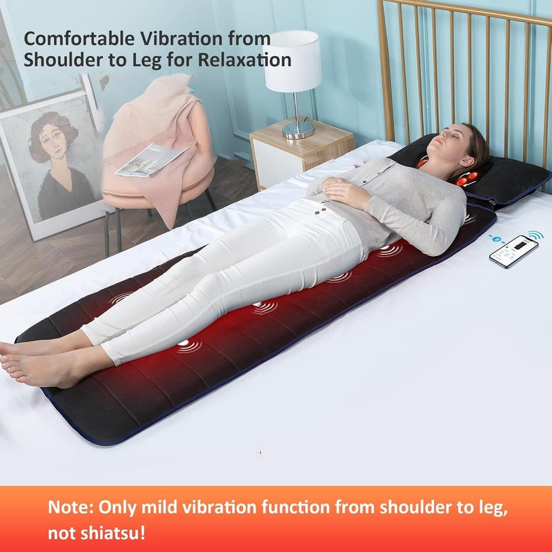 COMFIER Full Body Massage Mat with Heat & Vibration - 10 Motors, App Control, Movable Shiatsu Neck Pillow & 4 Heating Pads for Neck, Shoulders, Back, Black - Image 3