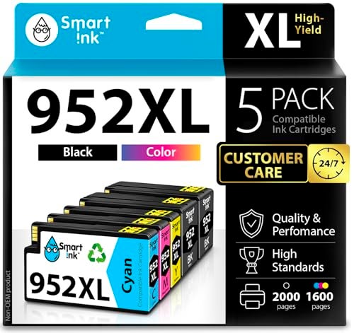 Smart Ink Compatible Ink Cartridges Replacement for HP952XL 952 XL 2 Black and CyanMagentaYellow 5 Combo Pack to use with HP OfficeJet Pro 8710 7740 8720 8715 8210 8703 OfficeJet 8702 Printers