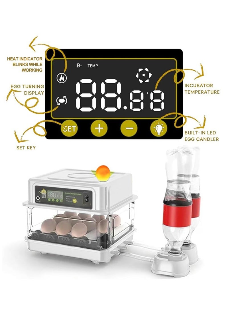 Egg Incubator,Small Household Digital Automatic Incubators for Hatching Parrot/Birds/Chickens/Ducks/Quails and Goose,Built-in Led Candler (24 eggs)